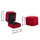 スクエアベルベットリングボックス  暗赤色  49.5x54.5x41.5mm VBOX-WH0002-01B-2