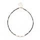Collier croix coquillage et perles de verre pour femme NJEW-JN03910-02-1