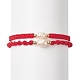 Braccialetti di perline intrecciate di perle naturali stile 2 pz 2 con cordino in nylon per donna BJEW-JB09141-01-1