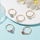 Natural Mixed Gemstone Round Braided Bead Style Finger Rings RJEW-JR00607-5