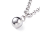 304 collar con colgante de bola redonda de acero inoxidable con cadenas rolo para hombres y mujeres NJEW-JN03845-02-1