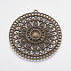 Alliage de style tibétain rondes plat supports grand pendentif aztèque cabochon X-PALLOY-A17050-AB-1