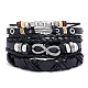 3Pcs 3 Style Leather Cord Bracelets Set PW-WG47941-01-1