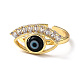 Lampwork Evil Eye Open Cuff Ring with Clear Cubic Zirconia RJEW-L104-02G-01-2
