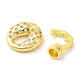 Rack Plating Brass Micro Pave Clear Cubic Zirconia Fold Over Clover Clasps KK-H447-05G-3