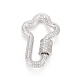 Brass Micro Pave Clear Cubic Zirconia Screw Carabiner Lock Charms ZIRC-L085-09P-1