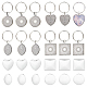 UNICRAFTALE 12pcs Heart Flat Round Oval Square Alloy Keychains with 304 Stainless Steel Split Key Rings and Transparent Glass Cabochons Antique Silver Keychains for Jewlery Making 5.5~6cm KEYC-UN0001-11-1