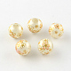 Rose Flower Pattern Printed Round Glass Beads GFB-R005-10mm-A06-1