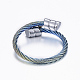 Trendy conjuntos de anillos y brazaletes de torque de 304 acero inoxidable SJEW-H073-02-6