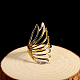 女性のための真鍮の指輪  中空の羽の翼  ゴールドカラー  内径：16~18mm UI5232-2