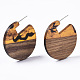 Boucles d'oreilles en résine transparente et bois de noyer EJEW-T010-01-4