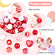 PH PandaHall 50pcs Bubblegum Beads Red 20mm Pen Beads Acrylic Beads Focal Beads Stripe Round Loose Beads for Pen Valentine's Day Garland Mother Christmas Jewelry Bracelet Bag Chain Making SACR-PH0001-52J-4
