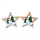 Ciondoli grandi in legno stampati su un lato a tema natalizio WOOD-N005-63-1