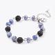 Faceted Natural Gemstone Beads Charm Bracelets BJEW-JB03295-2