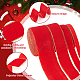 ベネクリート 13 ヤード 4 サイズ ベルベット ワイヤード リボン ゴールド ワイヤード エッジ付き  赤い片面ベルベットリボンラッピングベルベットの装飾リボン花輪弓クリスマス工芸品の装飾 OCOR-BC0005-56B-4
