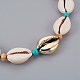 Verstellbare Kaurimuschel und Halsketten aus synthetischen türkisfarbenen Perlen NJEW-JN02300-02-2