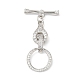 Brass Micro Pave Clear Cubic Zirconia Toggle Clasps KK-P234-72P-4