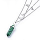 Synthetic Malachite Bullet Pendant Tiered Necklaces NJEW-JN02414-01-2
