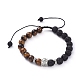 Natural Lava Rock & Tiger Eye Beads Adjustable Braided Bracelets BJEW-JB04987-05-1