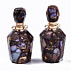 組み立てられた合成ブロンズとインペリアル ジャスパーの開閉可能な香水瓶のペンダント  ライトゴールド真鍮のパーツと  染め  紫色のメディア  容量：1ml（0.03液量オンス）  41~42x17~18x17~18mm  穴：1.8mm G-S366-058D-4