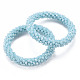 Bracelets extensibles en perles de verre opaque facettées plaquées couleur ab BJEW-S144-003D-2