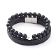 Unisex Stretch Bracelets & Leather Cord Bracelets Sets BJEW-JB04895-2