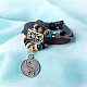 Réglable en alliage de zinc unisexes occasionnels yin-yang et du cuir multi-brins bracelets BJEW-BB15643-6