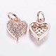 Long-Lasting Plated Brass Micro Pave Cubic Zirconia Charms X-ZIRC-F069-41RG-2