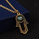 Hamsa Hand/Hand of Fatima /Hand of Miriam with Evil Eye 304 Stainless Steel Pendant Necklaces and Charm Bracelets Jewelry Sets SJEW-D073-01-3