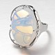 Adjustable Oval Brass Opalite Wide Band Rings RJEW-L062-03C-2