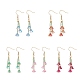 Glass Trumpet Flower Tassel Dangle Earrings EJEW-JE05192-1