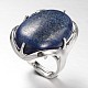 Adjustable Oval Dyed Natural Lapis Lazuli Wide Band Finger Rings RJEW-L062-03N-1