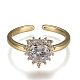 Brass Micro Pave Clear Cubic Zirconia Cuff Rings RJEW-P006-09G-2