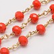 Faceted Rondelle Handmade Electroplate Glass Beaded Chains CHC-L029-03-1