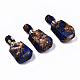 Pendentifs flacons de parfum ouvrants en bronzite synthétique et lapis lazuli assemblés X-G-S366-059A-1