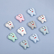 CHGCRAFT 14Pcs 7Colors Tooth Shape Silicone Beads Tooth Spacer Beads for DIY Necklaces Bracelet Keychain Making Handmade Crafts SIL-FH0001-06-4