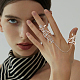 ANATTASOUL 2Pcs 2 Colors Crystal Rhinestone Flower Full Finger Ring Hand Chain RJEW-AN0001-03-5