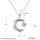 Silver Color Plated Brass Cubic Zirconia Moon and Star Pendant Necklaces NJEW-BB16164-3