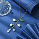 Halskette mit Anhänger „Blume des Lebens“ aus Glas und 304 Edelstahl-Kabelkette für Damen NJEW-JN04433-5