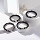 Pierre de lave naturelle ronde avec bracelet extensible en perles d'alliage BJEW-JB07459-2