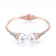 Bracelet de manchette ouvert en perles rondes en plastique ABS avec strass en cristal BJEW-S118-109RG-1
