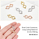 BENECREAT 12Pcs 3 Colors Infinity Brass Links Connectors Gold Plated Charms Pendants for DIY Necklace Bracelet Crafting KK-BC0002-49-3