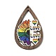 Rainbow/Pride Flag Theme Single Face Printed Aspen Wood Big Pendants WOOD-G014-02F-2