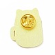 単語エナメルピンを持つ猫  バックパックの服のための黄金の合金のブローチ  食器  30x24x1.5mm JEWB-B005-03G-03-2