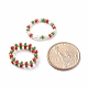 2 pièces 2 styles coquillages perles et graines de verre et anneaux tressés en laiton RJEW-TA00030-3