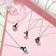 Natural & Synthetic Mixed Gemstone Witch Hat Pendant Necklace NJEW-JN04386-2
