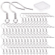 CREATCABIN 1 Box 200pcs Earring Hooks Real Platinum Plated Brass Silver Ear Fishhook Wires Kits Charms Earring with Loop Findings Components for Jewelry Making DIY Earrings Findings Craft KK-CN0001-78-1