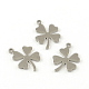 Clover Smooth Surface 201 Stainless Steel Stamping Blank Tag Charms STAS-R063-76-1