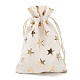クリスマステーマの綿生地布バッグ  巾着袋  クリスマスパーティースナックギフトオーナメント用  スター  14x10cm ABAG-H104-B01-2