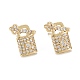 Padlock & Key Sparkling Cubic Zirconia Stud Earrings for Girl Women EJEW-H126-12G-1